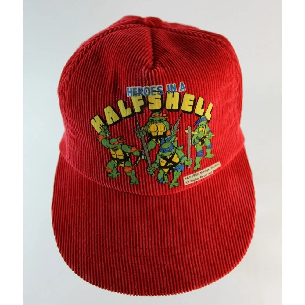 Rare Vintage Red 1988 Teenage Mutant Ninja Turtles Corduroy Hat Size Boys Mirage